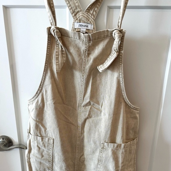 Beige Women's Overalls - Casual Wide-Leg Jeans - Picture 6 of 6